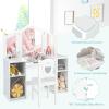 imageINFANS Kids Vanity 2 in 1 Princess Makeup Desk ampamp Chair Set with TriFolding Detachable Mirror Large Storage Shelves Wooden Pretend Play Dressing Table for GirlsWhite with Chair