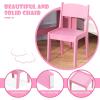 imageINFANS Kids Vanity 2 in 1 Princess Makeup Desk ampamp Chair Set with TriFolding Detachable Mirror Large Storage Shelves Wooden Pretend Play Dressing Table for GirlsPink with Light