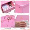 imageINFANS Kids Vanity 2 in 1 Princess Makeup Desk ampamp Chair Set with TriFolding Detachable Mirror Large Storage Shelves Wooden Pretend Play Dressing Table for GirlsPink Upgrade