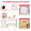imageINFANS Kids Vanity 2 in 1 Princess Makeup Desk ampamp Chair Set with TriFolding Detachable Mirror Large Storage Shelves Wooden Pretend Play Dressing Table for GirlsWhite with Light
