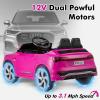 imageLicensed Audi SQ8 Ride on Car by INFANS Battery Powered Electric Vehicle for with Remote Control Adjustable Music LED Lights Suspension Driving Toy Gift for Kids Toddler Age 3 WhitePink