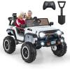 imageINFANS 24V 2 Seater Ride on Car for Kids 2WD4WD Battery Powered with Remote Control Music USB MP3 Spring Suspension 20quot Wide Seat Electric Jeep Toys for Boys Girls Aged 3 WhiteWhite