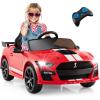imageLicensed Ford Mustang GT500 Ride on Car for Kids by INFANS Battery Powered Electric Vehicle with Remote Control Headlight Power Display USB Music Electric Car for Kids to Drive Age 3 PinkRed