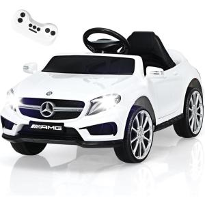 imageINFANS 12V Electric Kids Ride On Car Licensed Mercedes Benz GLA45 Toy Car with Remote Control MP3 Plug USB 2 Speeds LED Lights Battery Powered Toy Vehicle for Toddler Children WhiteWhite