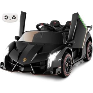 imageINFANS 2 Seater Kids Ride on Car 12V 4WD Licensed Lamborghini Veneno Powered Electric Vehicle with Hydraulic Doors Rocking Mode Adjustable Speeds Remote Control MP3 Headlight BlackBlack