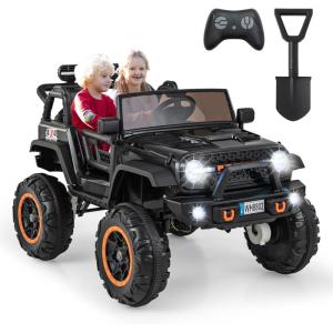 imageINFANS 24V 2 Seater Ride on Car for Kids 2WD4WD Battery Powered with Remote Control Music USB MP3 Spring Suspension 20quot Wide Seat Electric Jeep Toys for Boys Girls Aged 3 WhiteBlack