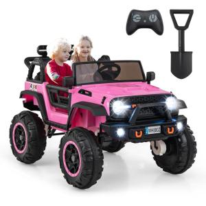 imageINFANS 24V 2 Seater Ride on Car for Kids 2WD4WD Battery Powered with Remote Control Music USB MP3 Spring Suspension 20quot Wide Seat Electric Jeep Toys for Boys Girls Aged 3 WhitePink