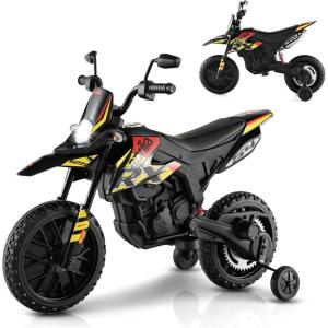 imageINFANS Kids Motorcycle 12V Licensed Aprilia RX125 Electric Ride on Motorbike for Toddlers with Training Wheels Spring Suspension Headlight Music Children Ages 38 RedYellow