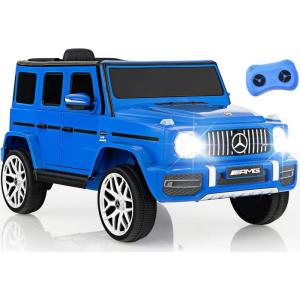 imageINFANS Licensed Mercedes Benz G63 Kids Ride On Car 12V Electric Vehicle with Remote Control Double Open Doors Music Bluetooth Wheels Suspension Battery Powered for Children Boy Girl BlackBlue