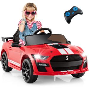 imageLicensed Ford Mustang GT500 Ride on Car for Kids by INFANS Battery Powered Electric Vehicle with Remote Control Headlight Power Display USB Music Electric Car for Kids to Drive Age 3 PinkRed