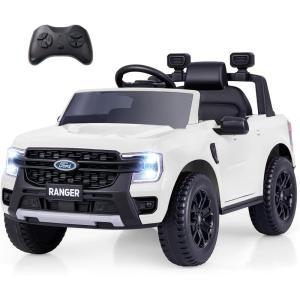 imageLicensed Ford Ranger Ride on Pickup Truck by INFANS 12V Battery Powered Electric Vehicle for Kids with Remote Control Headlight Power Display Bluetooth MP3 Music Aged 36 Years BlueWhite