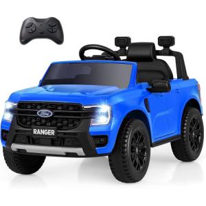 imageLicensed Ford Ranger Ride on Pickup Truck by INFANS 12V Battery Powered Electric Vehicle for Kids with Remote Control Headlight Power Display Bluetooth MP3 Music Aged 36 Years BlueBlue