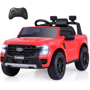 imageLicensed Ford Ranger Ride on Pickup Truck by INFANS 12V Battery Powered Electric Vehicle for Kids with Remote Control Headlight Power Display Bluetooth MP3 Music Aged 36 Years BlueRed