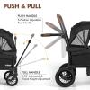 imageINFANS Wagon Stroller for 2 Kids Collapsible Adjustable Push Pull Handle Bar 2 Seater Stroller Wagon with Removable Canopy Snack Tray Comfortable DropDown footwell and Upholstered SeatsBlack