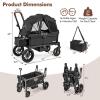 imageINFANS Wagon Stroller for 2 Kids Collapsible Adjustable Push Pull Handle Bar 2 Seater Stroller Wagon with Removable Canopy Snack Tray Comfortable DropDown footwell and Upholstered SeatsBlack