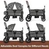 imageINFANS Wagon Stroller for 2 Kids Collapsible Adjustable Push Pull Handle Bar 2 Seater Stroller Wagon with Removable Canopy Snack Tray Comfortable DropDown footwell and Upholstered SeatsGrey