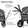 imageINFANS Wagon Stroller for 2 Kids Collapsible Adjustable Push Pull Handle Bar 2 Seater Stroller Wagon with Removable Canopy Snack Tray Comfortable DropDown footwell and Upholstered SeatsGrey