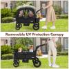 imageINFANS Wagon Stroller for 2 Kids Collapsible Adjustable Push Pull Handle Bar 2 Seater Stroller Wagon with Removable Canopy Snack Tray Comfortable DropDown footwell and Upholstered SeatsBlack