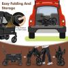 imageINFANS Wagon Stroller for 2 Kids Collapsible Adjustable Push Pull Handle Bar 2 Seater Stroller Wagon with Removable Canopy Snack Tray Comfortable DropDown footwell and Upholstered SeatsBlack