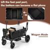 imageINFANS Wagon Stroller for 2 Kids Collapsible Adjustable Push Pull Handle Bar 2 Seater Stroller Wagon with Removable Canopy Snack Tray Comfortable DropDown footwell and Upholstered SeatsBlack