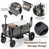 imageINFANS Wagon Stroller for 2 Kids Collapsible Adjustable Push Pull Handle Bar 2 Seater Stroller Wagon with Removable Canopy Snack Tray Comfortable DropDown footwell and Upholstered SeatsGrey