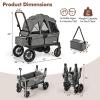 imageINFANS Wagon Stroller for 2 Kids Collapsible Adjustable Push Pull Handle Bar 2 Seater Stroller Wagon with Removable Canopy Snack Tray Comfortable DropDown footwell and Upholstered SeatsGrey