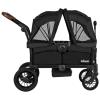imageINFANS Wagon Stroller for 2 Kids Collapsible Adjustable Push Pull Handle Bar 2 Seater Stroller Wagon with Removable Canopy Snack Tray Comfortable DropDown footwell and Upholstered SeatsBlack