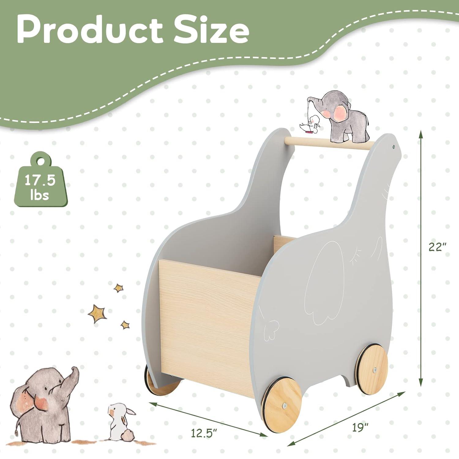 imageINFANS 2 in 1 Baby Wooden Push Learning Walker with Wheels Toddlers Wagon Push and Pull Toy Kid Shopping Cart Stroller for Children Baby Girls Boys Age 1 2 3 Years Old