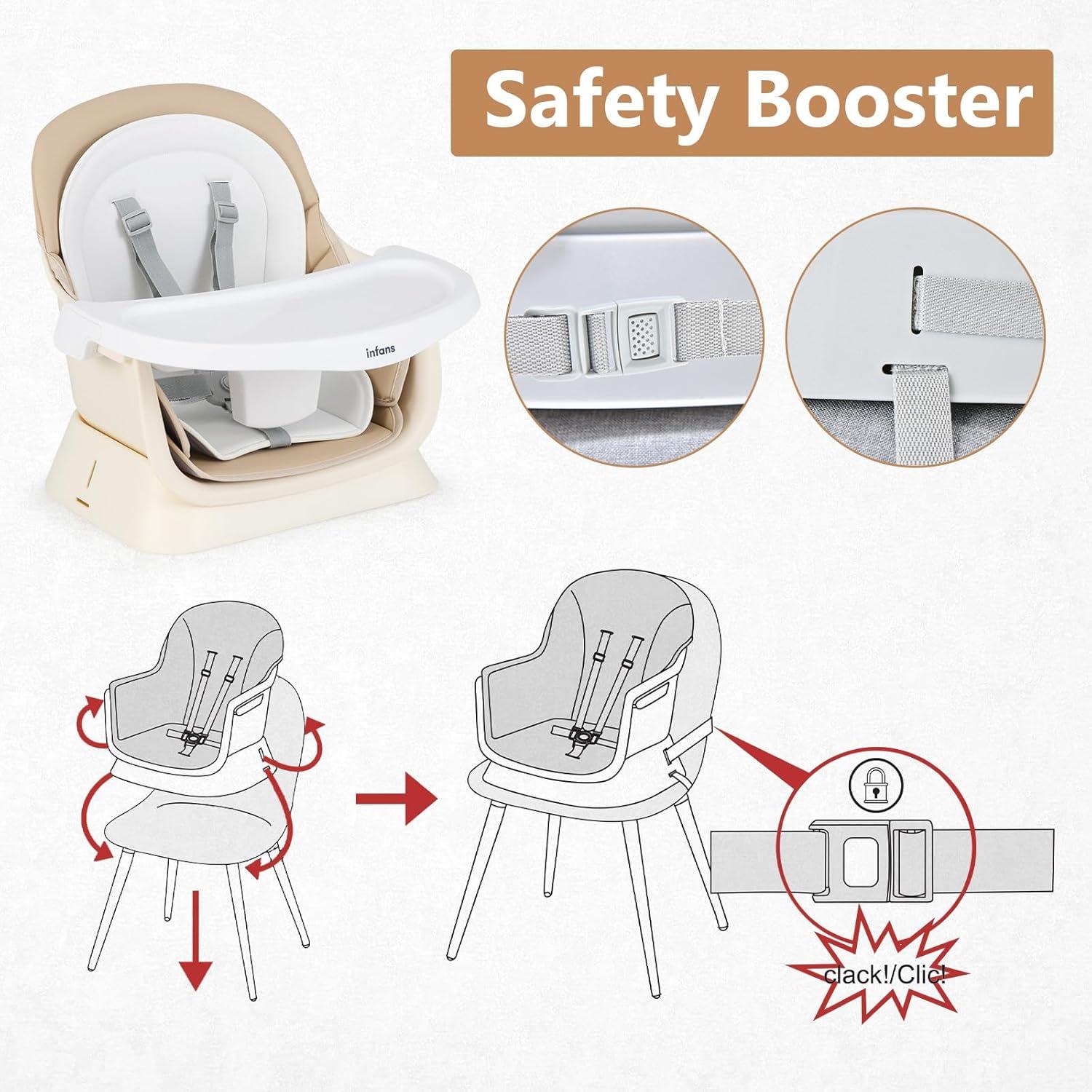 imageINFANS 8 in 1 Baby High Chair Convertible Highchair for Babies and Toddlers Infant Dining Booster Seat Building Block Table Kids Stool Table Chair Set with Removable Tray 8 in 1 Light BrownLight Brown