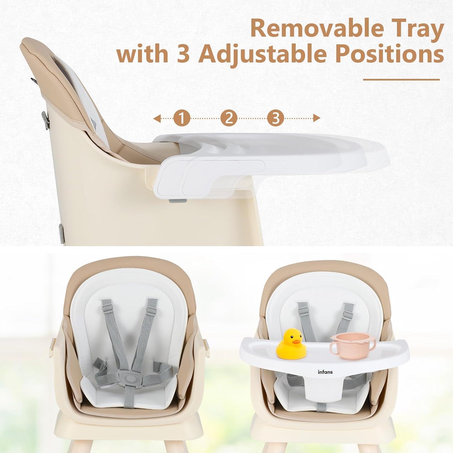 imageINFANS 8 in 1 Baby High Chair Convertible Highchair for Babies and Toddlers Infant Dining Booster Seat Building Block Table Kids Stool Table Chair Set with Removable Tray 8 in 1 Light BrownLight Brown
