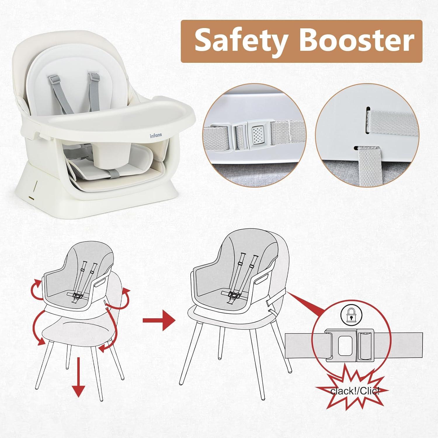 imageINFANS 8 in 1 Baby High Chair Convertible Highchair for Babies and Toddlers Infant Dining Booster Seat Building Block Table Kids Stool Table Chair Set with Removable Tray 8 in 1 Light BrownWhite