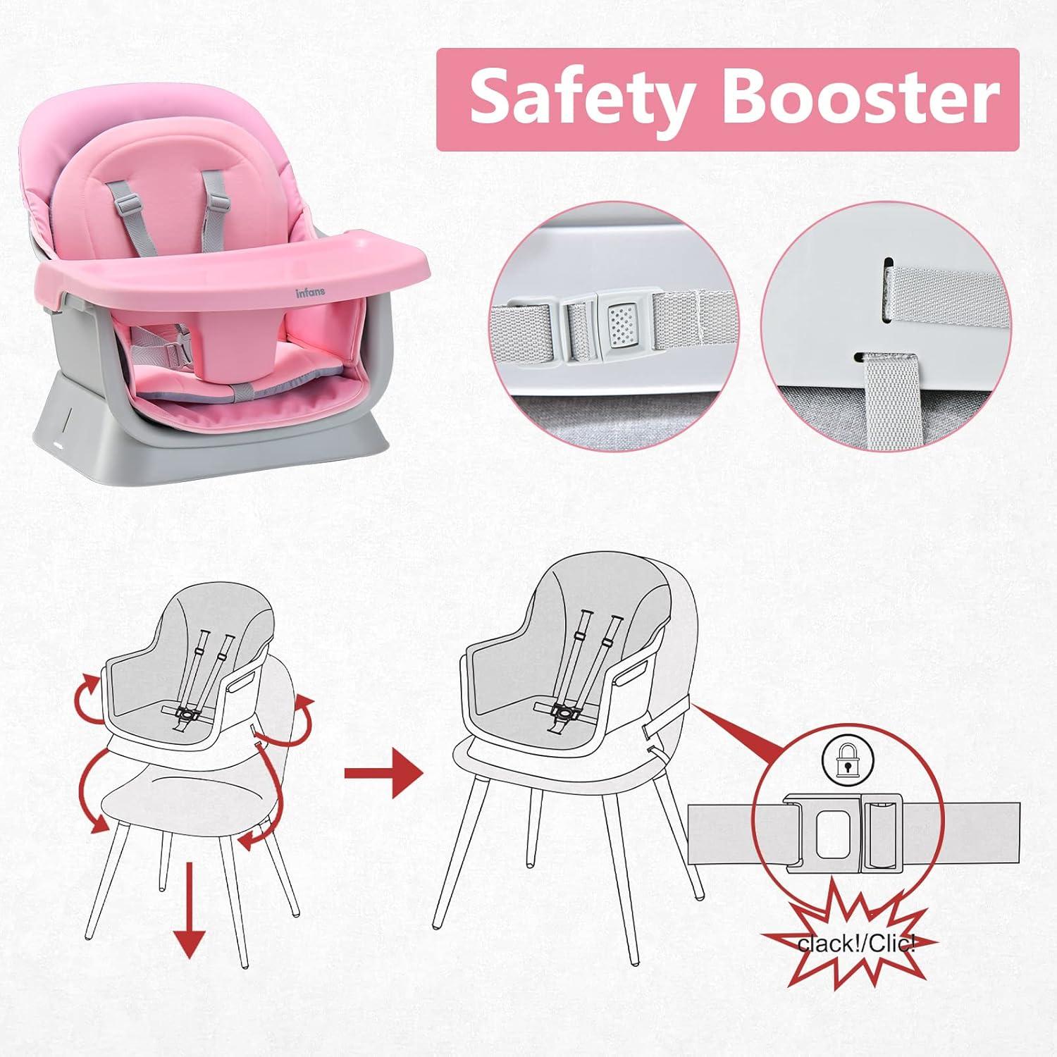 imageINFANS 8 in 1 Baby High Chair Convertible Highchair for Babies and Toddlers Infant Dining Booster Seat Building Block Table Kids Stool Table Chair Set with Removable Tray 8 in 1 Light BrownPink