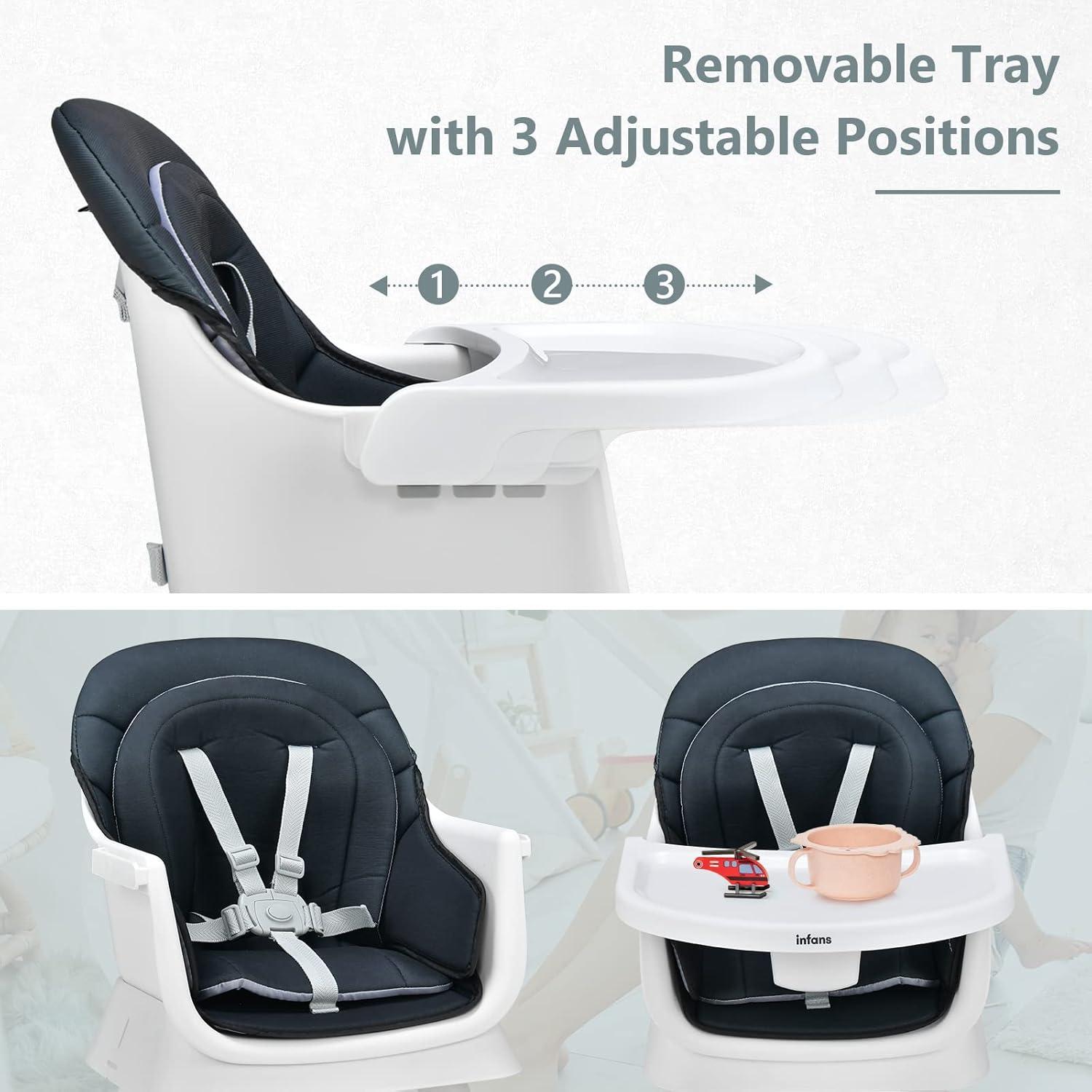 imageINFANS 8 in 1 Baby High Chair Convertible Highchair for Babies and Toddlers Infant Dining Booster Seat Building Block Table Kids Stool Table Chair Set with Removable Tray 8 in 1 Light BrownBlack