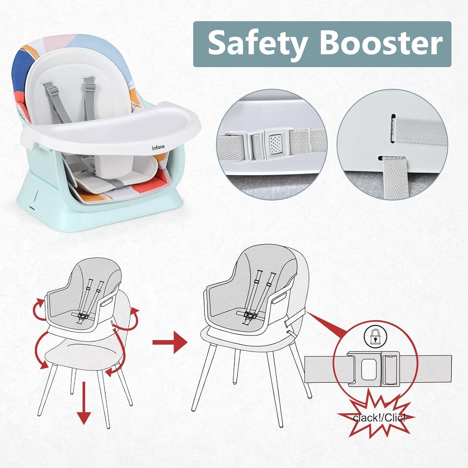 imageINFANS 8 in 1 Baby High Chair Convertible Highchair for Babies and Toddlers Infant Dining Booster Seat Building Block Table Kids Stool Table Chair Set with Removable Tray 8 in 1 Light BrownBaby Blue
