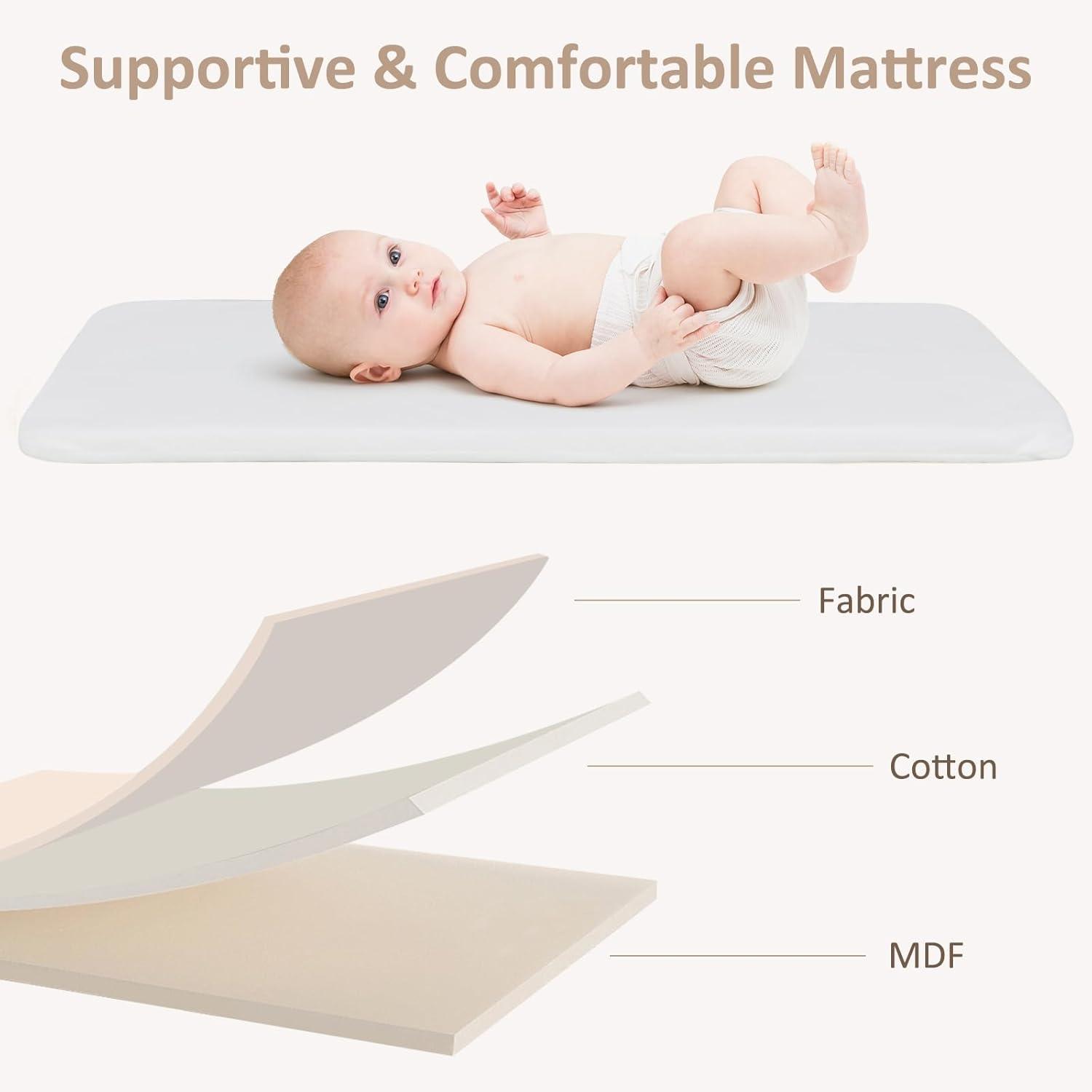 imageINFANS Baby Bedside Bassinet OverBed Baby Bassinet with Adjustable Height Safe Close Sleeping Storage Lowering Wall for Easy Access Newborn Infant Girls Boys Aged 618 Months BeigeWhite