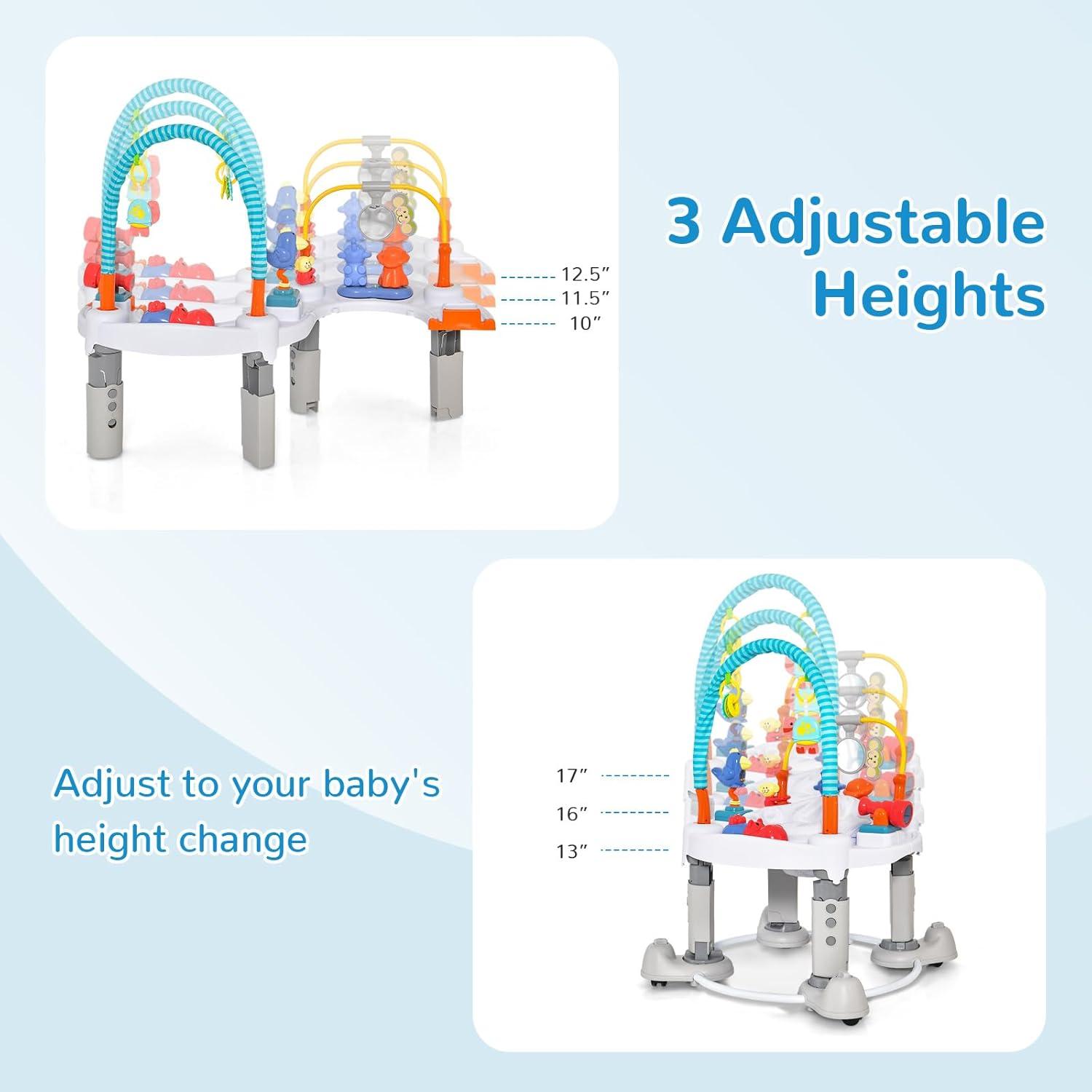 imageINFANS Baby Bouncer Activity Center 5 in 1 Toddler Bouncing Activity Saucer Playtime Mat Activity Table with 360Rotating Seat 3 Adjustable Height Foldable Exersaucer Learning Walker Grey