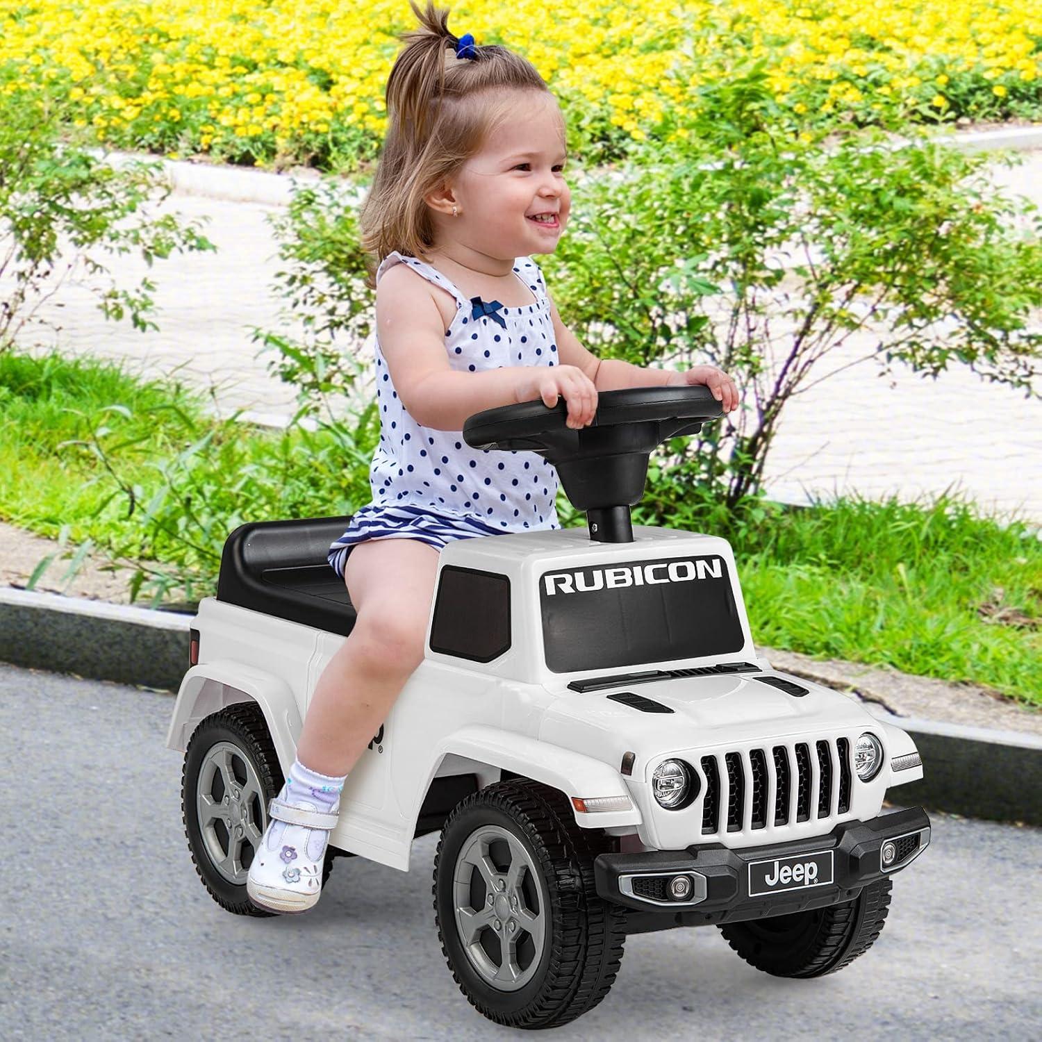 imageINFANS Kids Ride On Push Car Licensed Jeep FoottoFloor Sliding Toddler Toy with Engine Sound Horn Under Seat Storage Baby Walking Racer Gift for Boys Girls Age 153 PinkWhite
