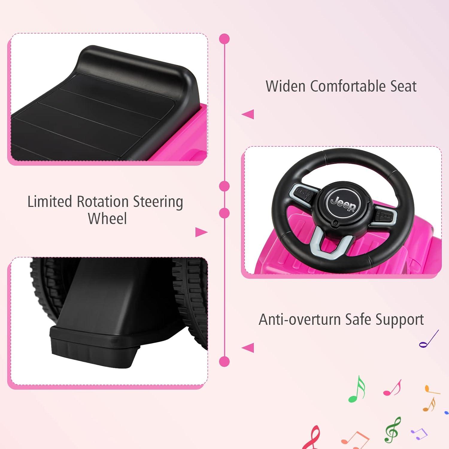 imageINFANS Kids Ride On Push Car Licensed Jeep FoottoFloor Sliding Toddler Toy with Engine Sound Horn Under Seat Storage Baby Walking Racer Gift for Boys Girls Age 153 PinkPink
