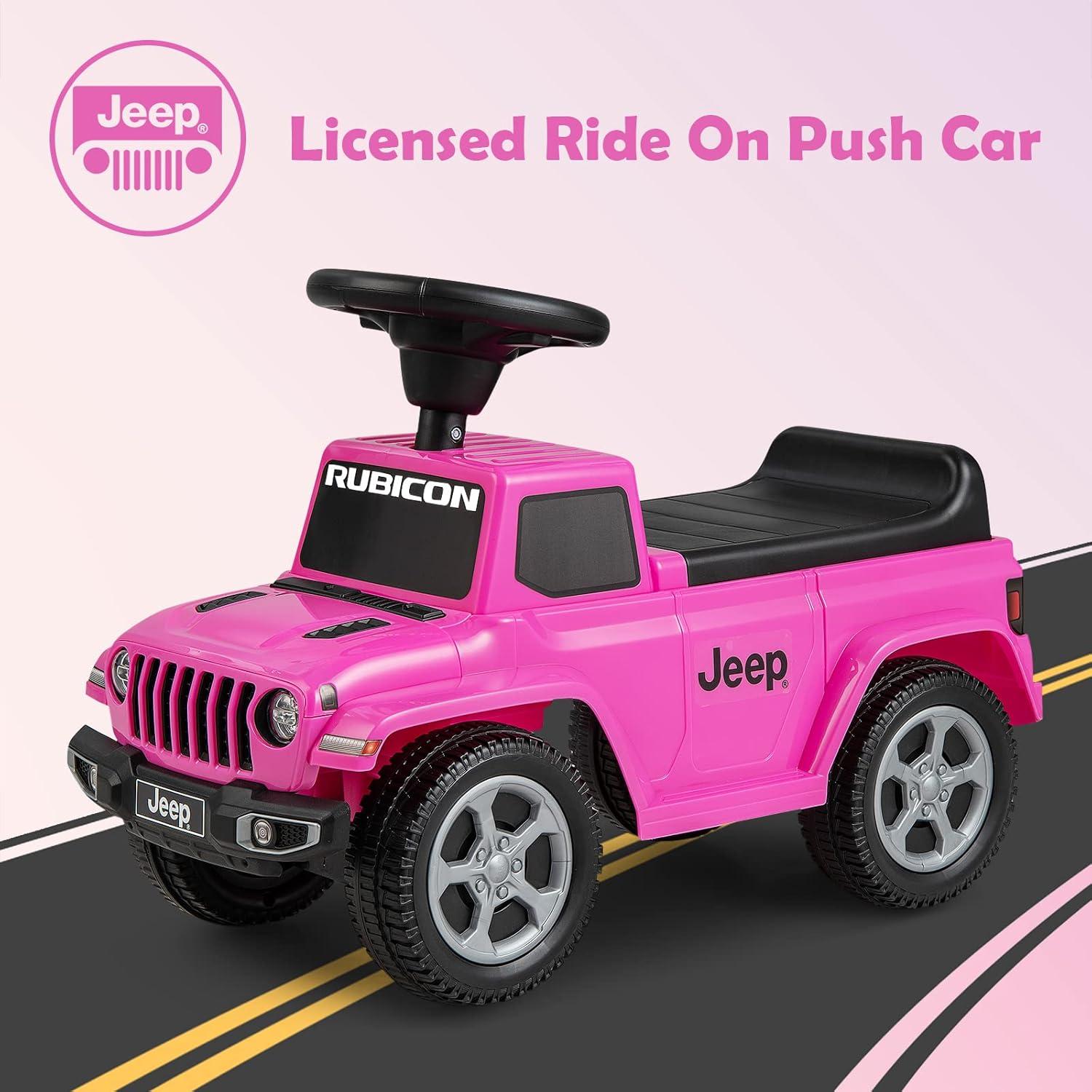 imageINFANS Kids Ride On Push Car Licensed Jeep FoottoFloor Sliding Toddler Toy with Engine Sound Horn Under Seat Storage Baby Walking Racer Gift for Boys Girls Age 153 PinkPink