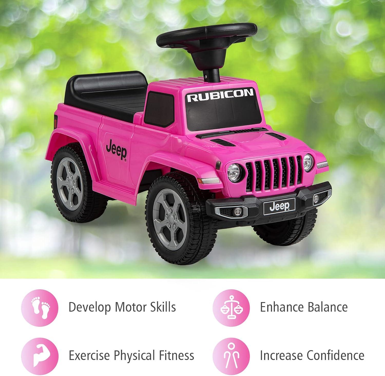 imageINFANS Kids Ride On Push Car Licensed Jeep FoottoFloor Sliding Toddler Toy with Engine Sound Horn Under Seat Storage Baby Walking Racer Gift for Boys Girls Age 153 PinkPink