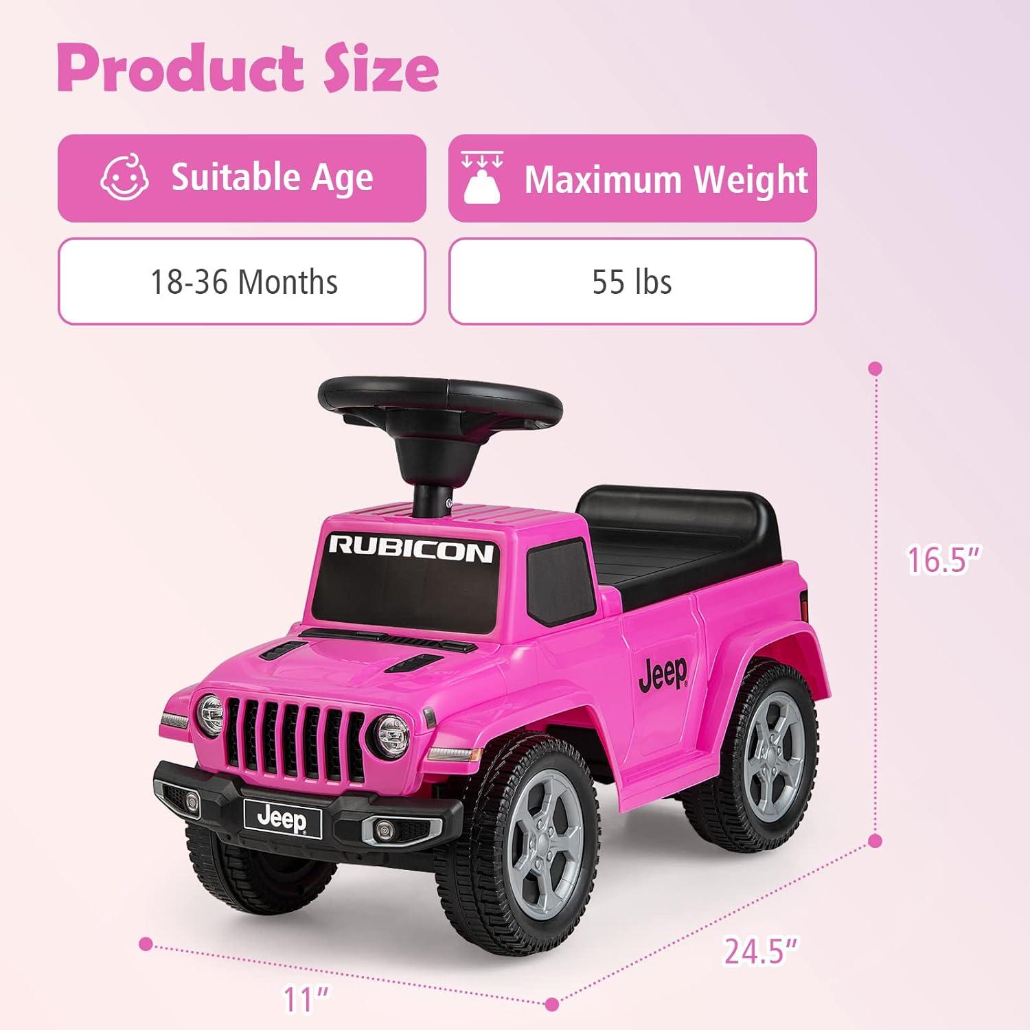 imageINFANS Kids Ride On Push Car Licensed Jeep FoottoFloor Sliding Toddler Toy with Engine Sound Horn Under Seat Storage Baby Walking Racer Gift for Boys Girls Age 153 PinkPink