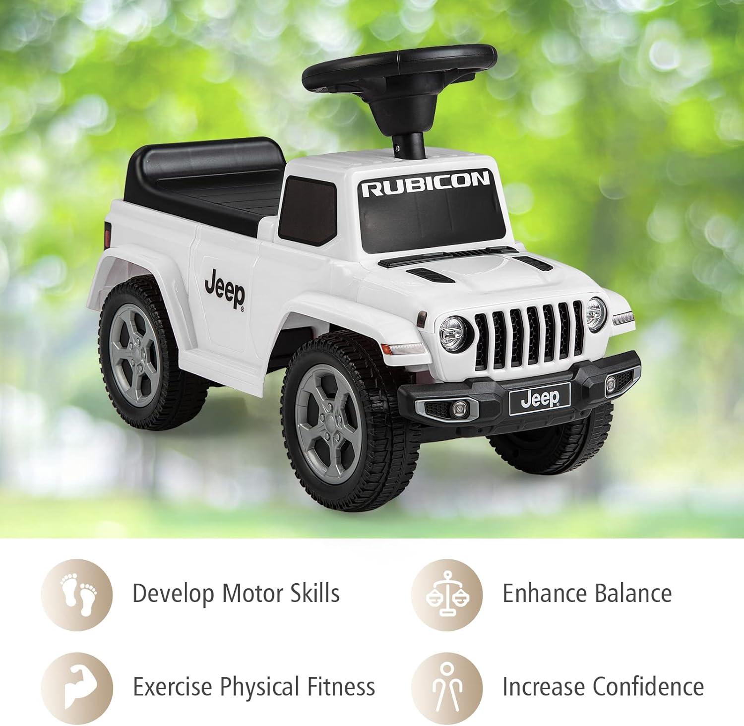 imageINFANS Kids Ride On Push Car Licensed Jeep FoottoFloor Sliding Toddler Toy with Engine Sound Horn Under Seat Storage Baby Walking Racer Gift for Boys Girls Age 153 PinkWhite