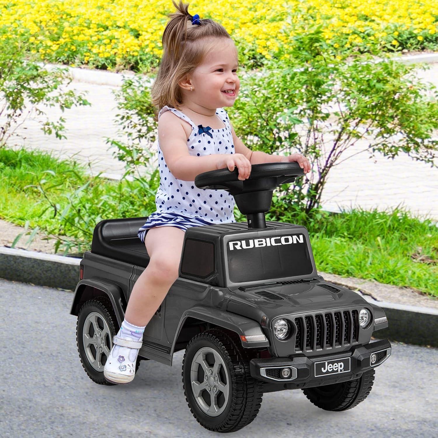 imageINFANS Kids Ride On Push Car Licensed Jeep FoottoFloor Sliding Toddler Toy with Engine Sound Horn Under Seat Storage Baby Walking Racer Gift for Boys Girls Age 153 PinkGray