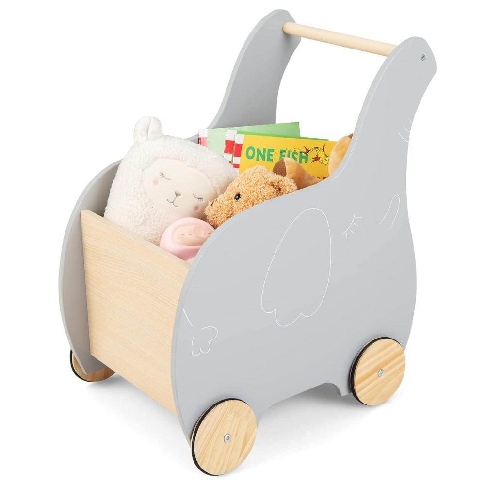imageINFANS 2 in 1 Baby Wooden Push Learning Walker with Wheels Toddlers Wagon Push and Pull Toy Kid Shopping Cart Stroller for Children Baby Girls Boys Age 1 2 3 Years Old