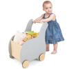 imageINFANS 2 in 1 Baby Wooden Push Learning Walker with Wheels Toddlers Wagon Push and Pull Toy Kid Shopping Cart Stroller for Children Baby Girls Boys Age 1 2 3 Years Old