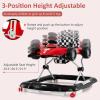 imageINFANS 4 in 1 Baby Walker Foldable Toddler Activity Center with Adjustable Height Padded Seat Music Light Removable Tray Push Walker for Girls Boys Aged 618 Months RedRed