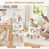 imageINFANS 8 in 1 Baby High Chair Convertible Highchair for Babies and Toddlers Infant Dining Booster Seat Building Block Table Kids Stool Table Chair Set with Removable Tray 8 in 1 Light BrownWhite