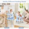 imageINFANS 8 in 1 Baby High Chair Convertible Highchair for Babies and Toddlers Infant Dining Booster Seat Building Block Table Kids Stool Table Chair Set with Removable Tray 8 in 1 Light BrownBlue