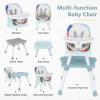 imageINFANS 8 in 1 Baby High Chair Convertible Highchair for Babies and Toddlers Infant Dining Booster Seat Building Block Table Kids Stool Table Chair Set with Removable Tray 8 in 1 Light BrownBaby Blue