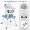 imageINFANS 8 in 1 Baby High Chair Convertible Highchair for Babies and Toddlers Infant Dining Booster Seat Building Block Table Kids Stool Table Chair Set with Removable Tray 8 in 1 Light BrownBaby Blue